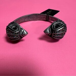 Kurt Geiger Eagle Head Hinge Bangle Bracelet Black/Silver NWT